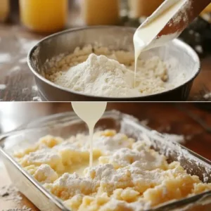 Step-by-step process of making cobbler dough, from mixing to baking.