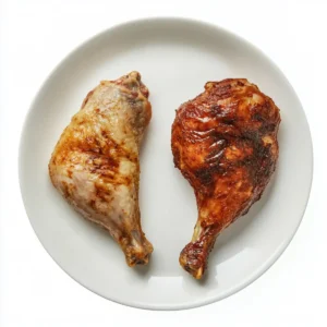 Cooked chicken comparison: fresh versus spoiled