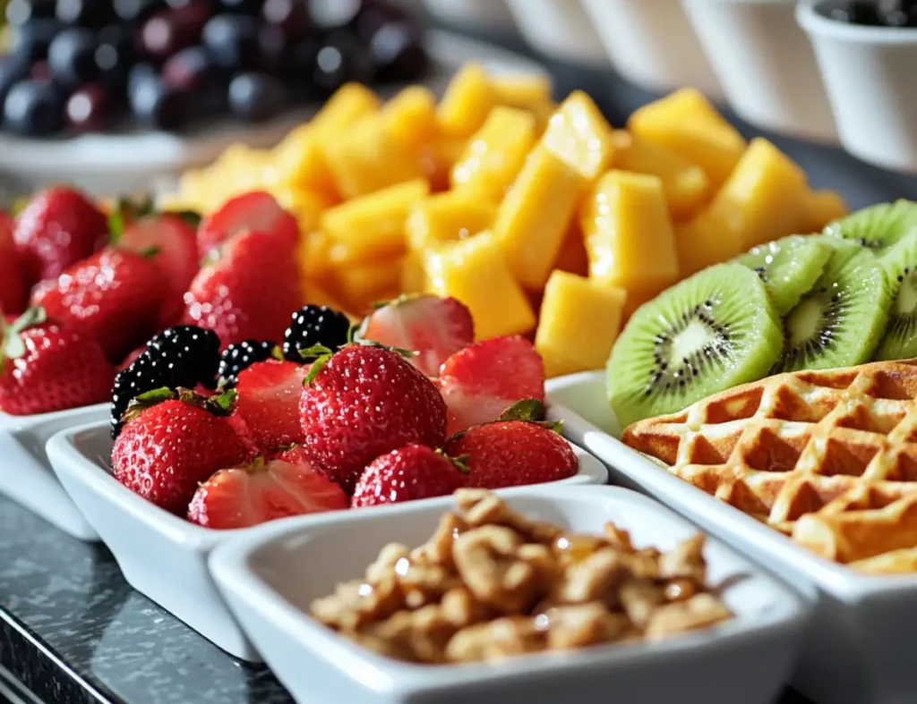 Waffle Bar with Fresh Fruit and Honey Toppings